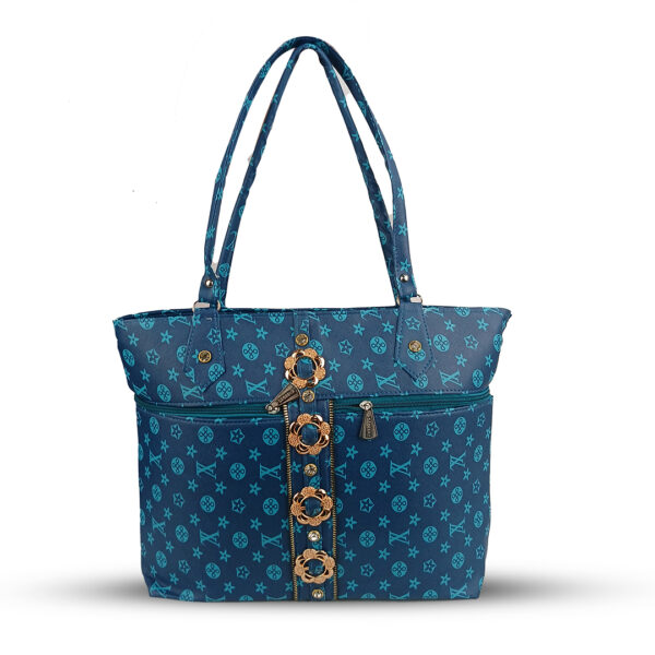 Stylish Blue Rexine Tote Handbag for Women