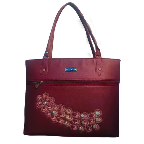 Women's Embroidery Maroon Tote Bag