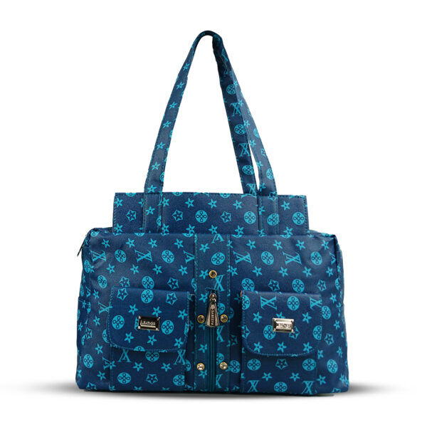 Women's Blue Printed Tote Handbag
